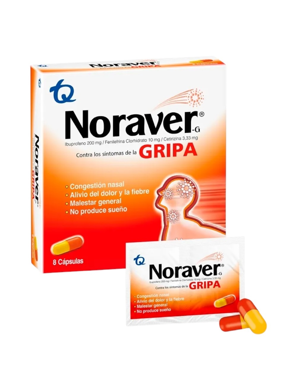 PASTILLA NORAVER GRIPA X 8 UNIDADES