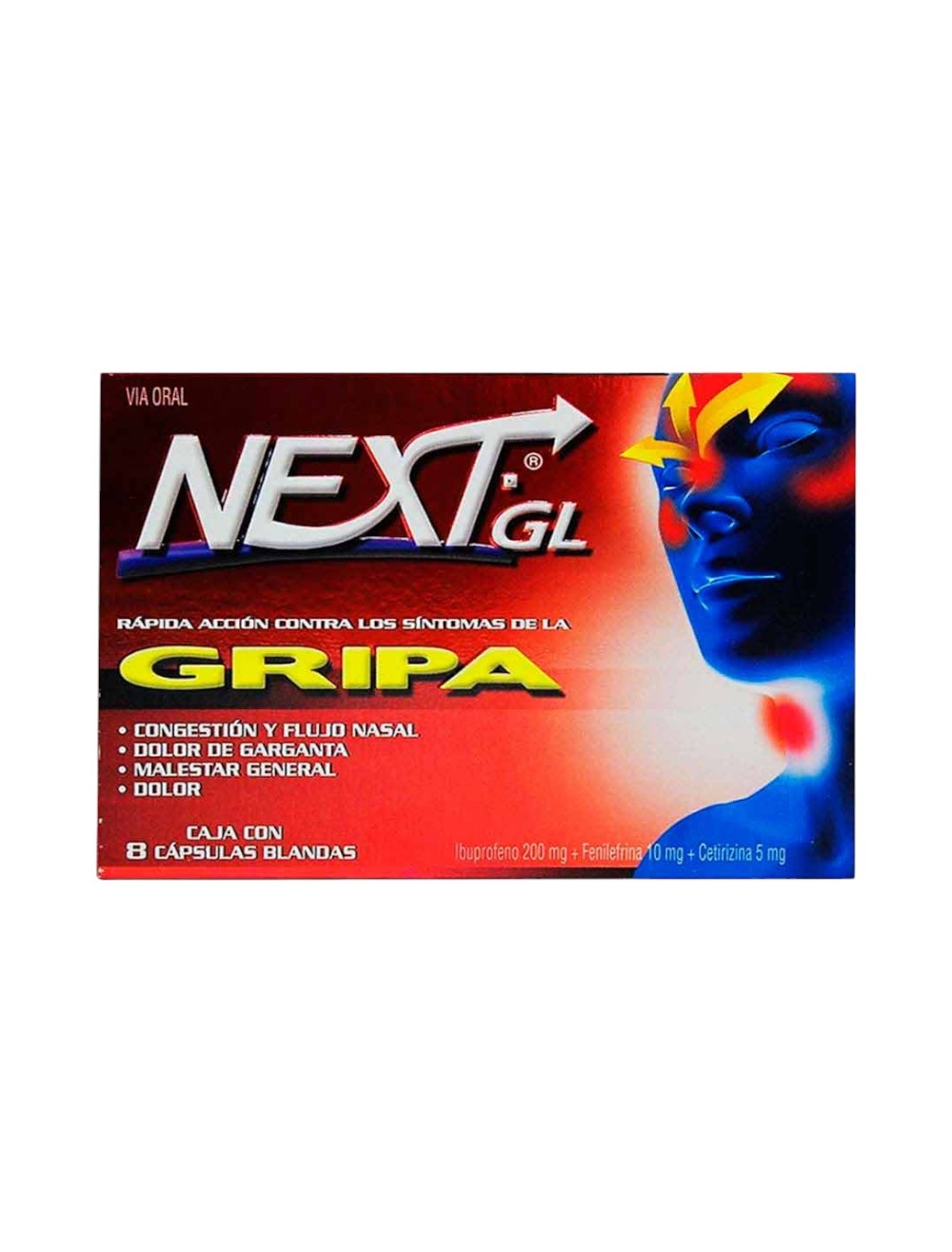 PASTILLA NEXR GRIPA X 8 UNIDADES