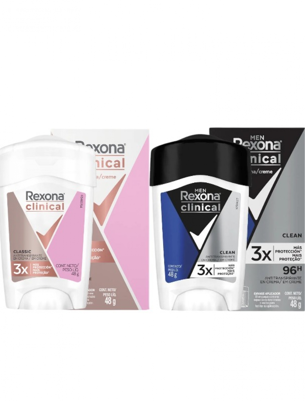 Desodorante REXONA CLINICAL ROSAD/AZUL X 48G