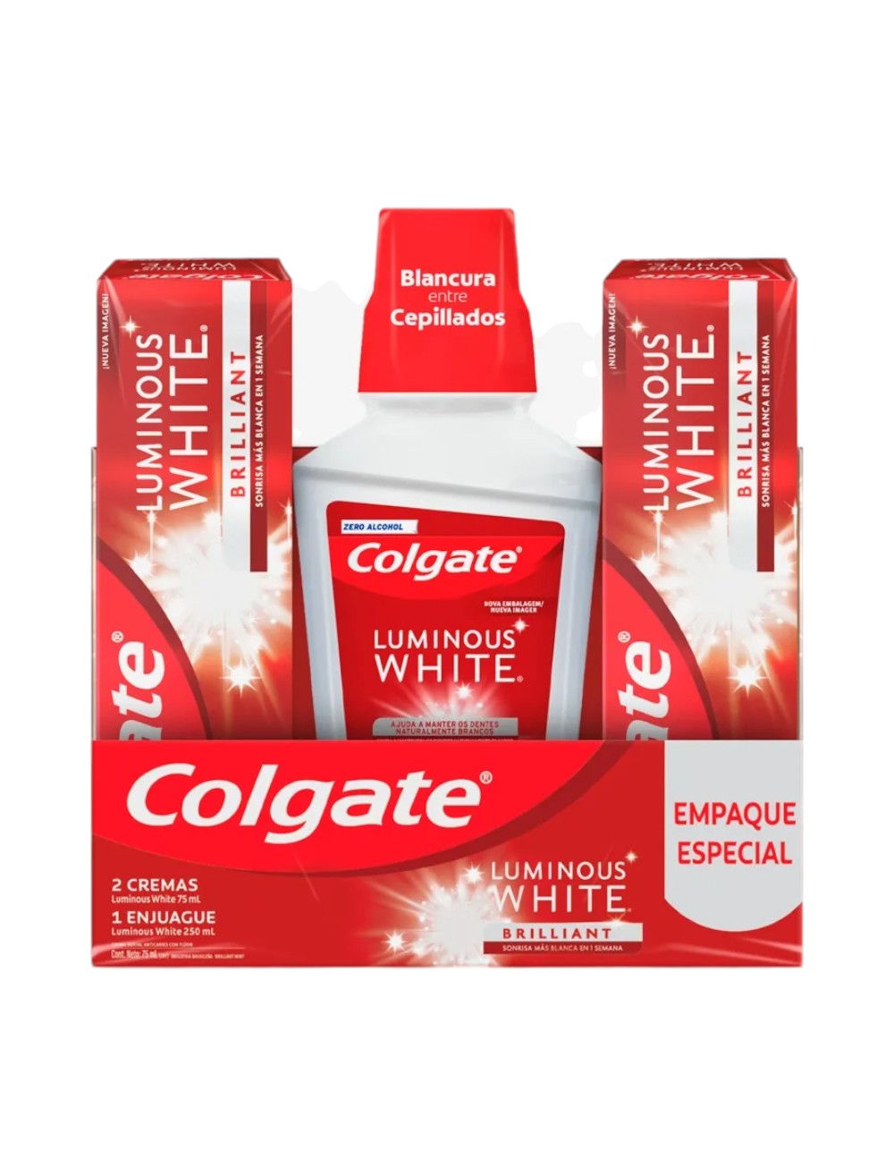 COLGATE 2LUMINOS X75+1ENJUAGUE X 250