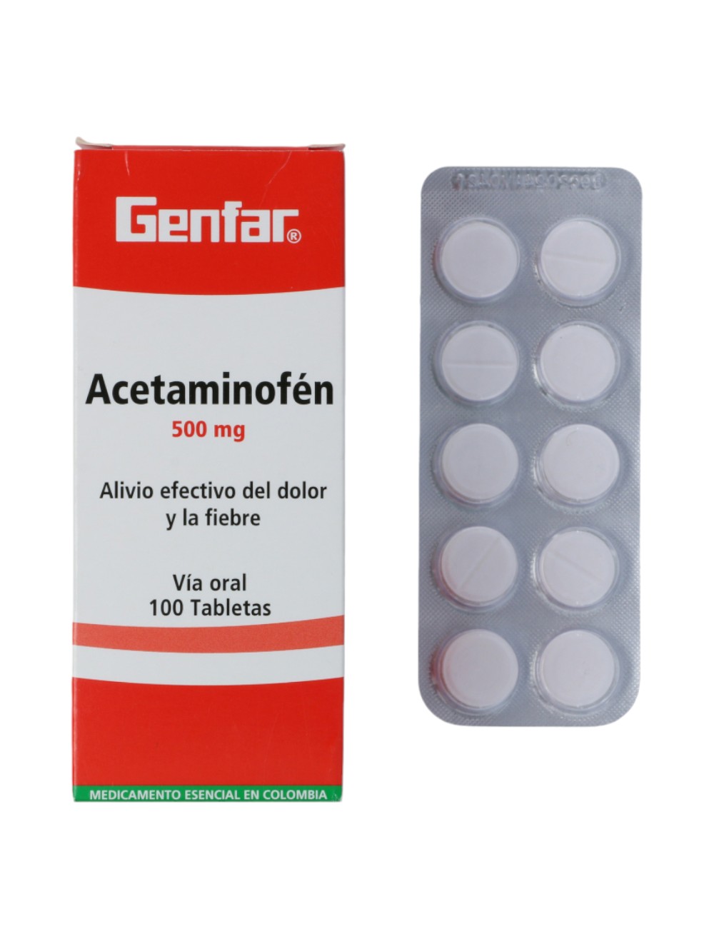 PASTILLA ACETAMINOFEN GENFAR X 100UND